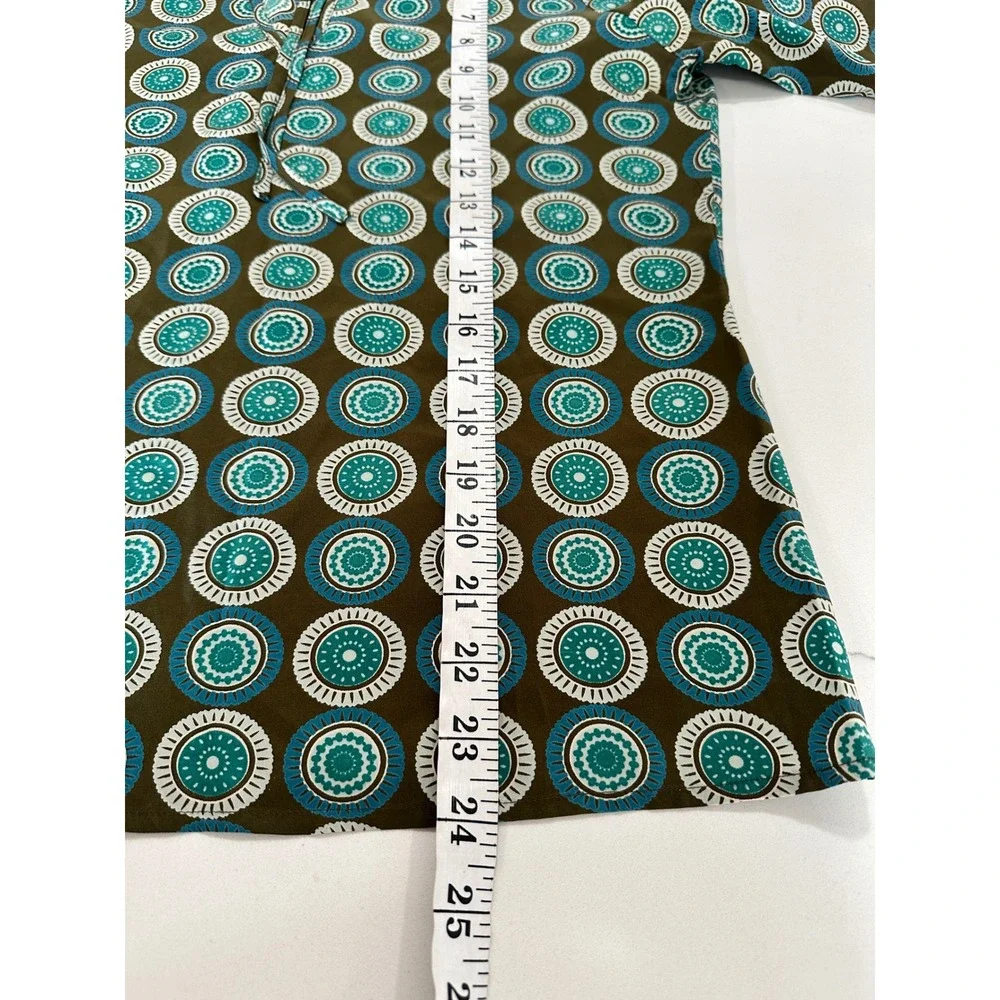 Tory Burch Silk Mandarin Collar Tie Neck Blouse‎ Geometric Print Size 6